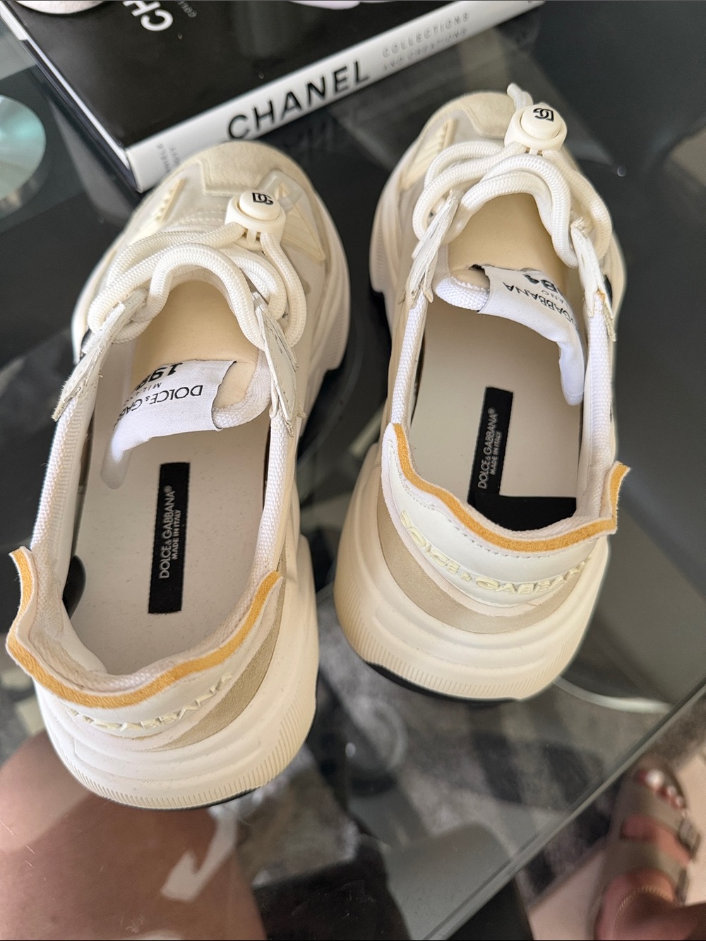 Dolce & Gabbana Cream and Black Platform Sneakers - Picture 3 of 5